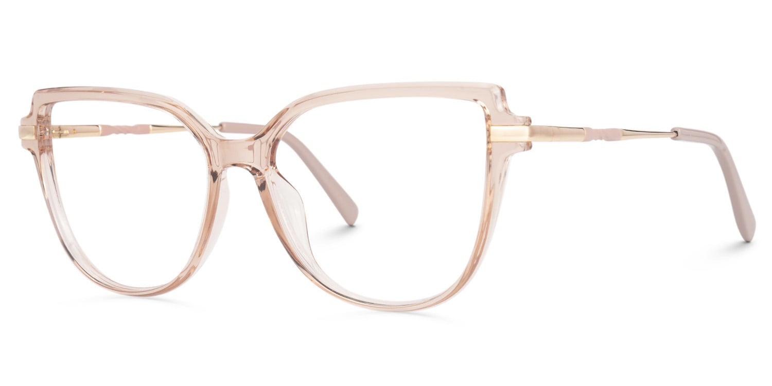 Eisan Thin Champagne Eyeglass Frames with Cateye | Zeelool1