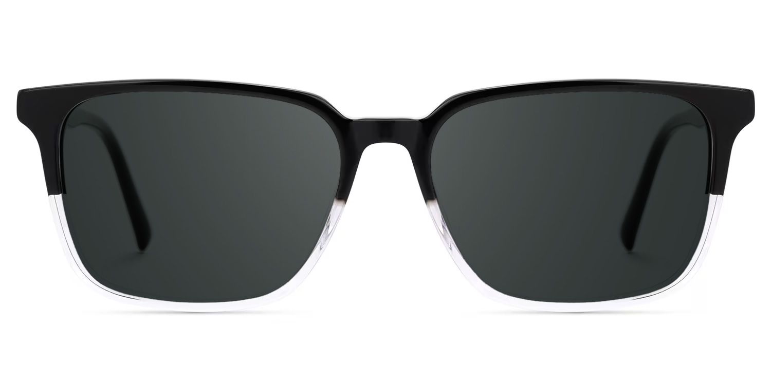 Barnhill Acetate Square Black-Clear Frame Sunglasses | Zeelool0