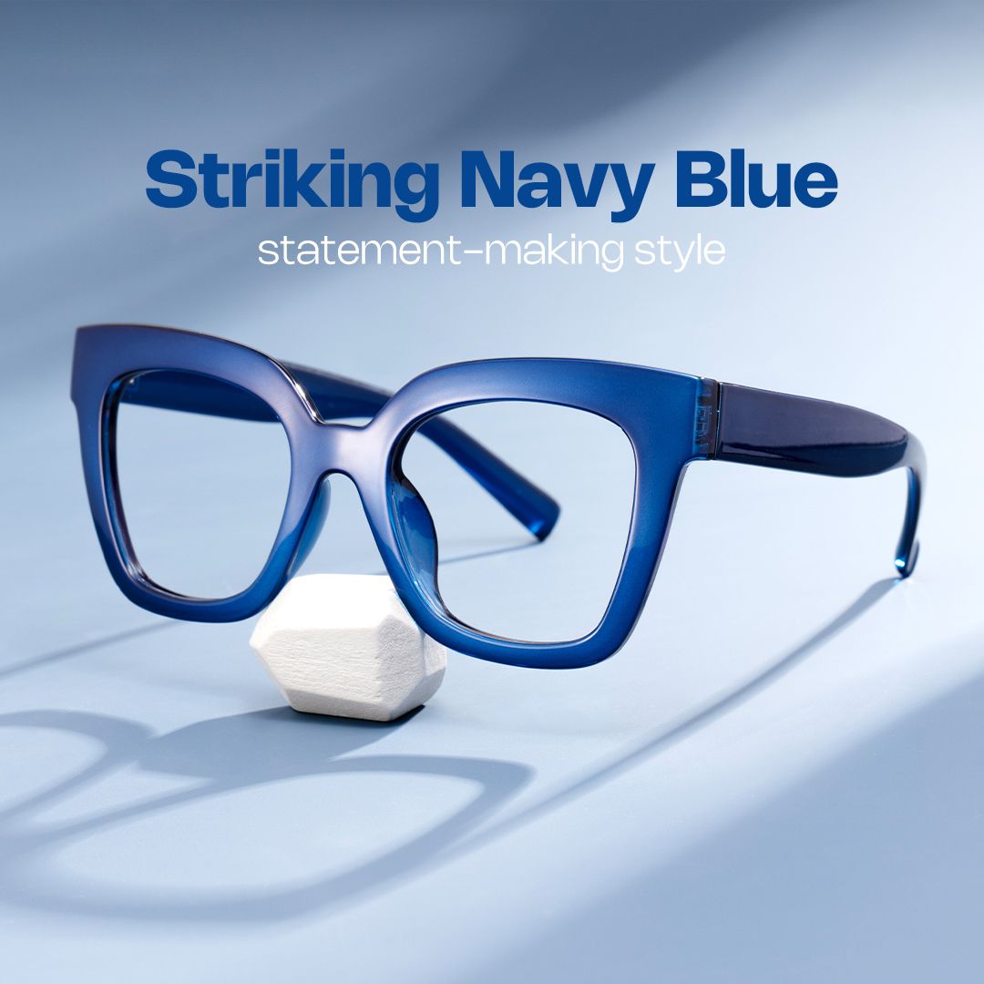 Malcolm Large Square Blue Nerdy Frame Glasses | ZEELOOL0