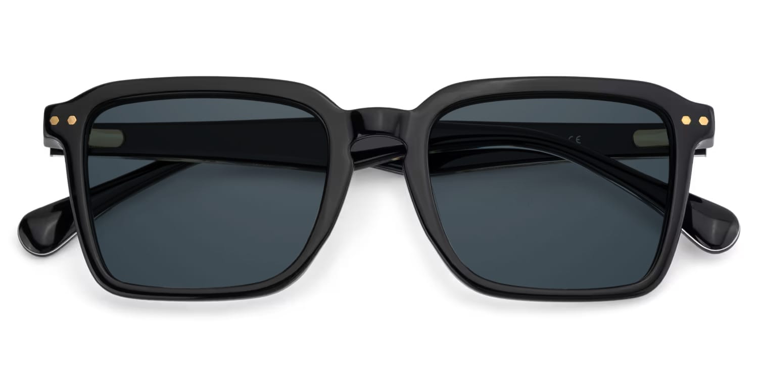 Vickerie Rectangle Black Sunglasses