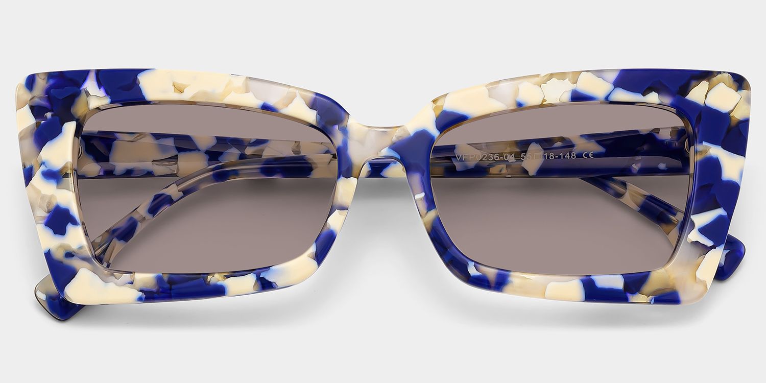 Newell Rectangle Style Blue-Floral Frame Sunglasses | ZEELOOL1