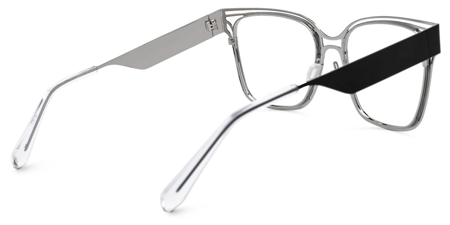 Square Dacarine Black-Silver Glasses deals -Zeelool Glasses3