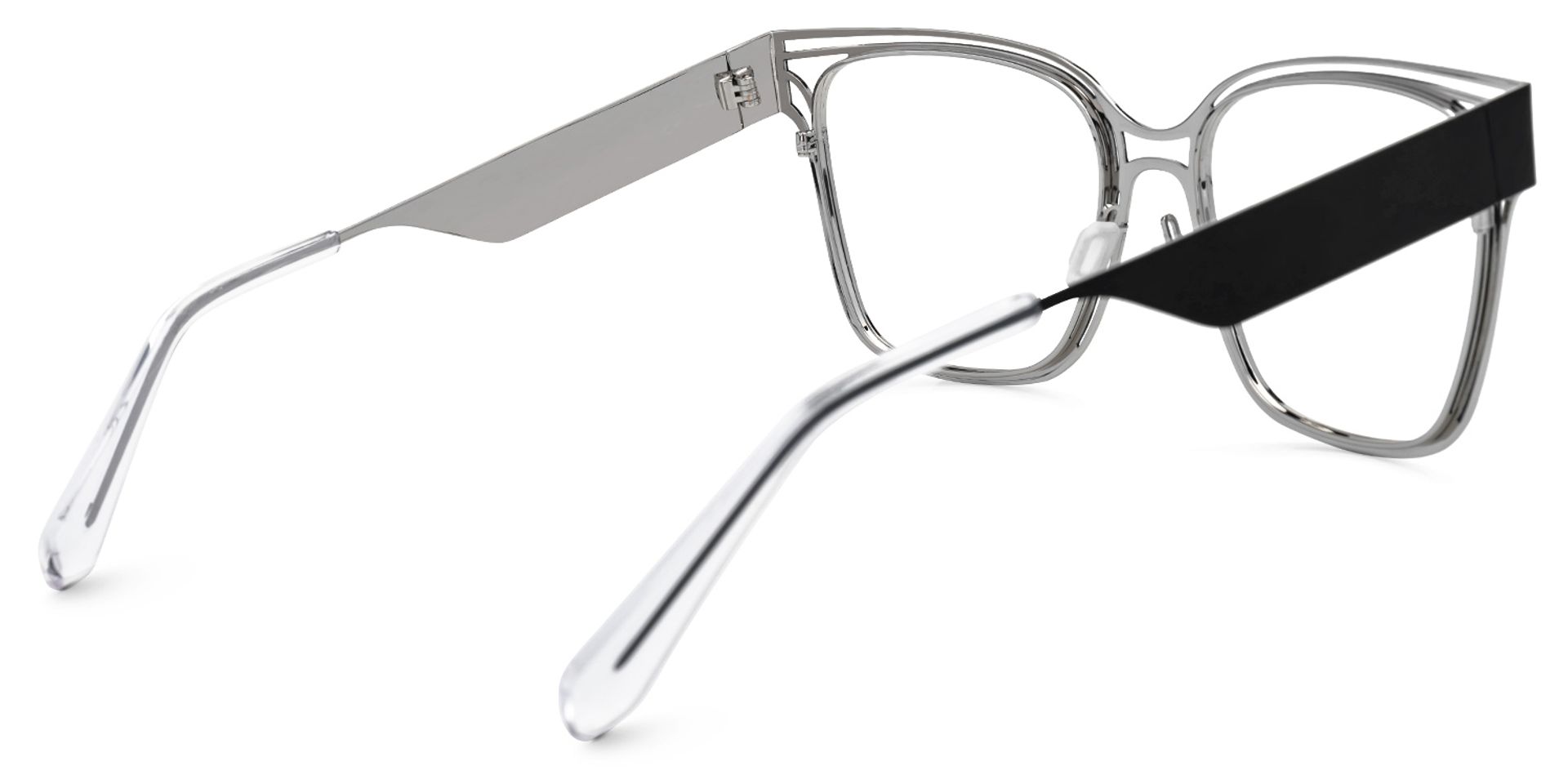 Square Dacarine Black-Silver Glasses deals -Zeelool Glasses3