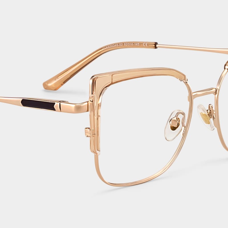 Champagne Thin Frame Glasses With Metal Material5