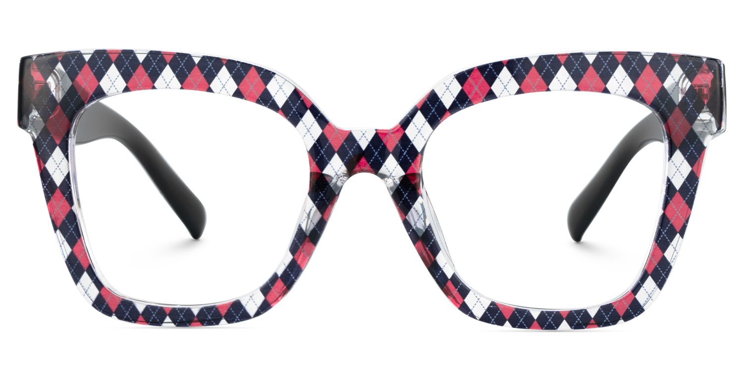 Malcolm Large Rhombus Pattern Frame with Black Arms | Zeelool0
