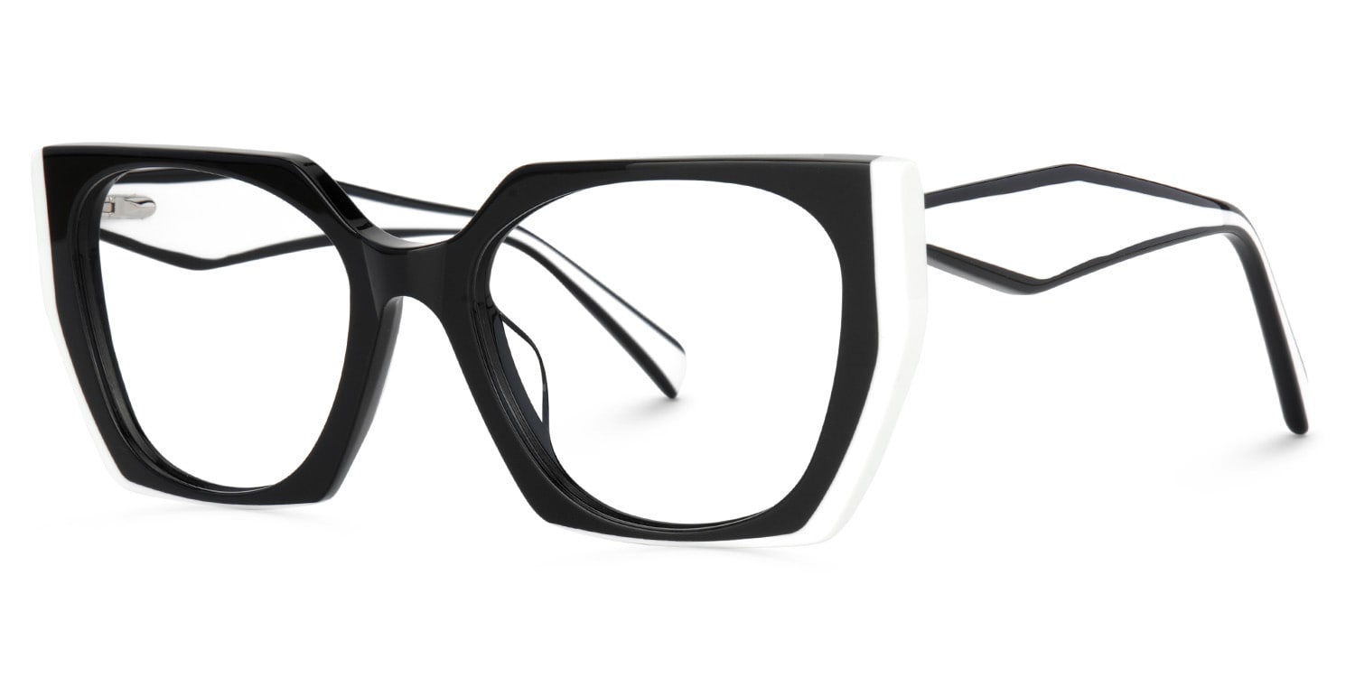 Lorene Black Glasses with White Trim Geometric Frame1