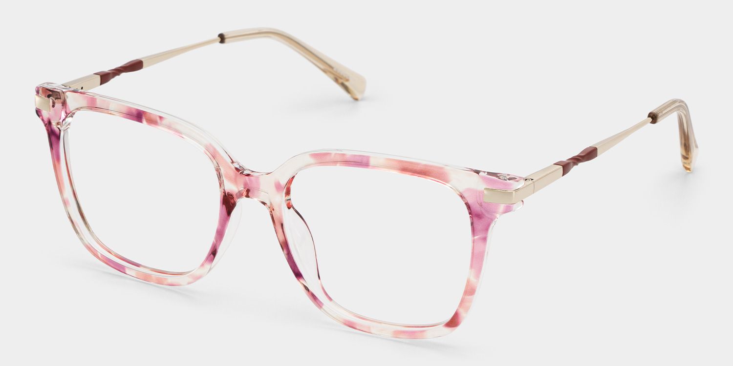Jacqui Pink Flower Tortoise Square Glasses Frames | ZEELOOL