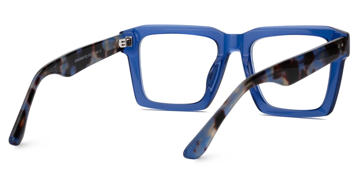 Kenish Designer Eyeglasses in Square Blue Frame3