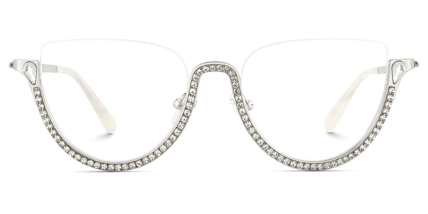 Half Frame Cat Eye Glasses With Shiny Diamonds2