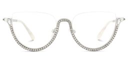 Sparkle Cateye Silver Glasses2