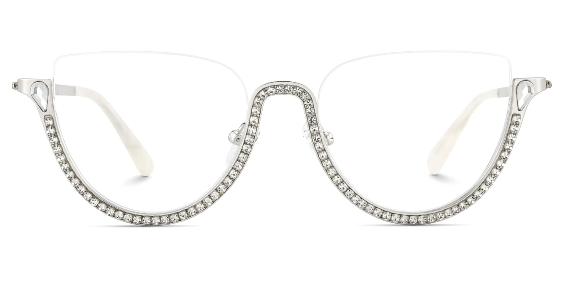Half Frame Cat Eye Glasses With Shiny Diamonds2