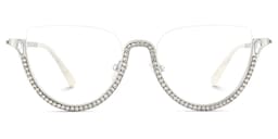 Sparkle Cateye Silver Glasses2