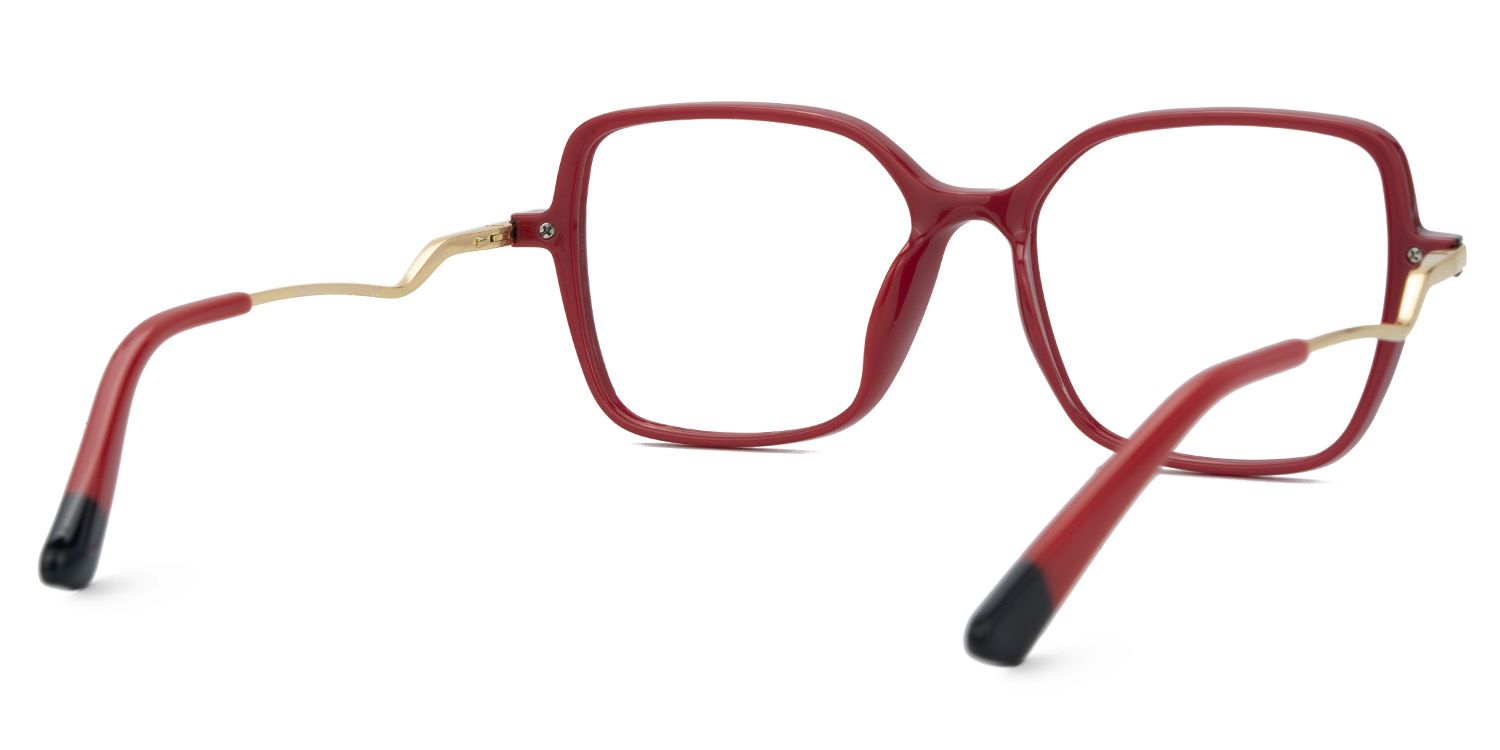 Rendon Thin Clear Red Glasses in Square Design | Zeelool3