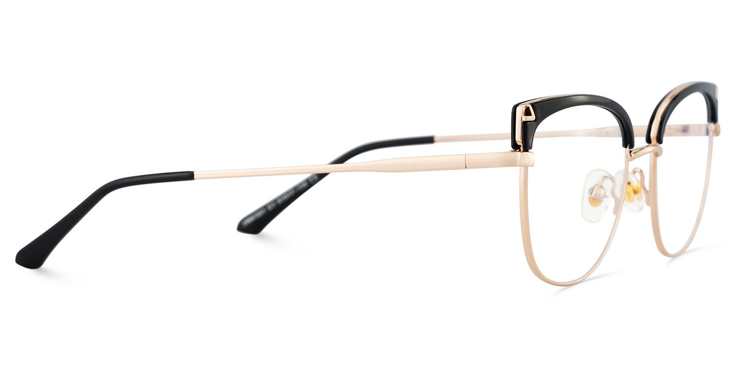 Beau Eyeglasses in Cat eye Black Gold Frame | Zeelool4