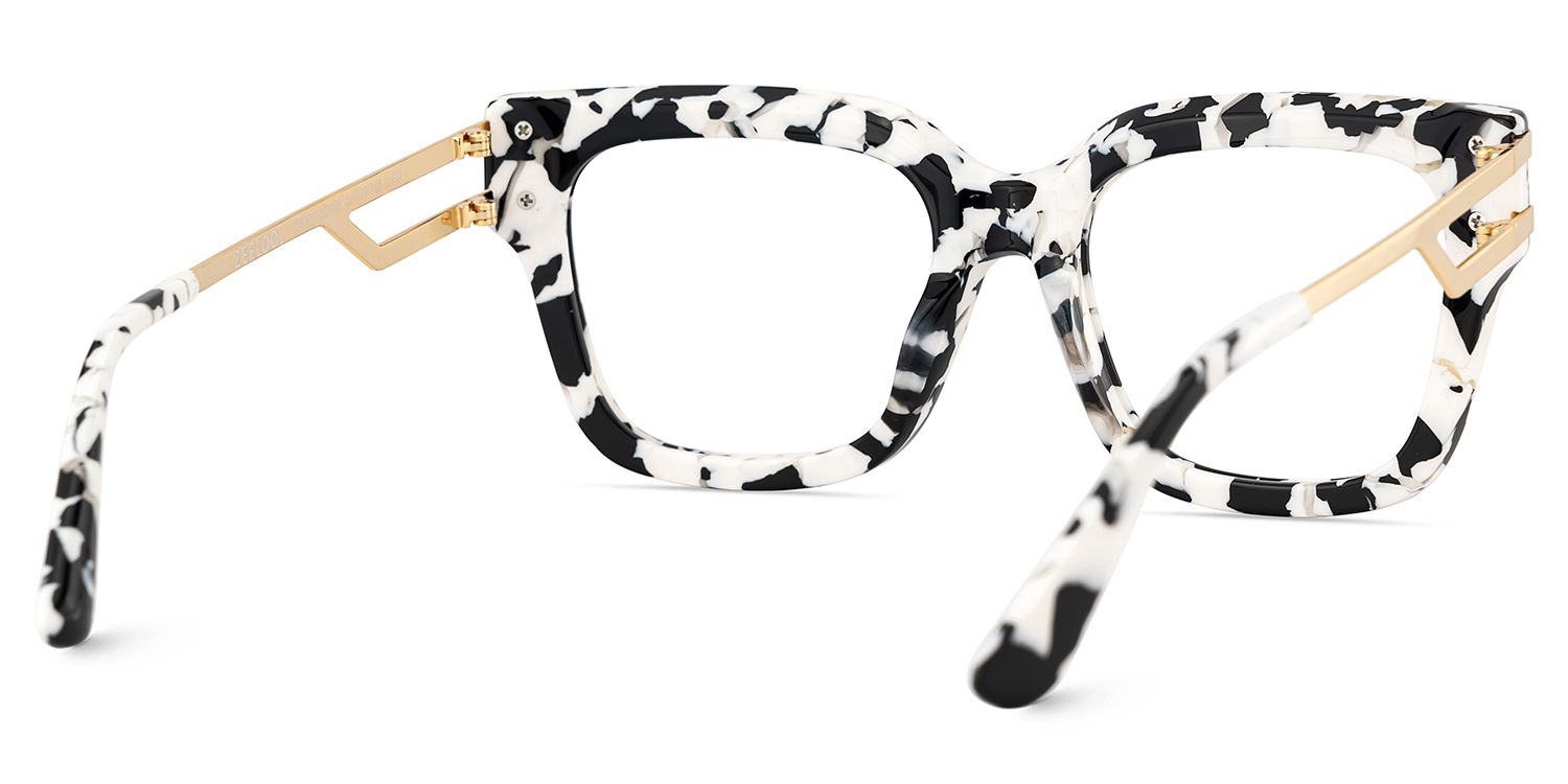Square Cat-Eye Glasses With Cow Pattern4