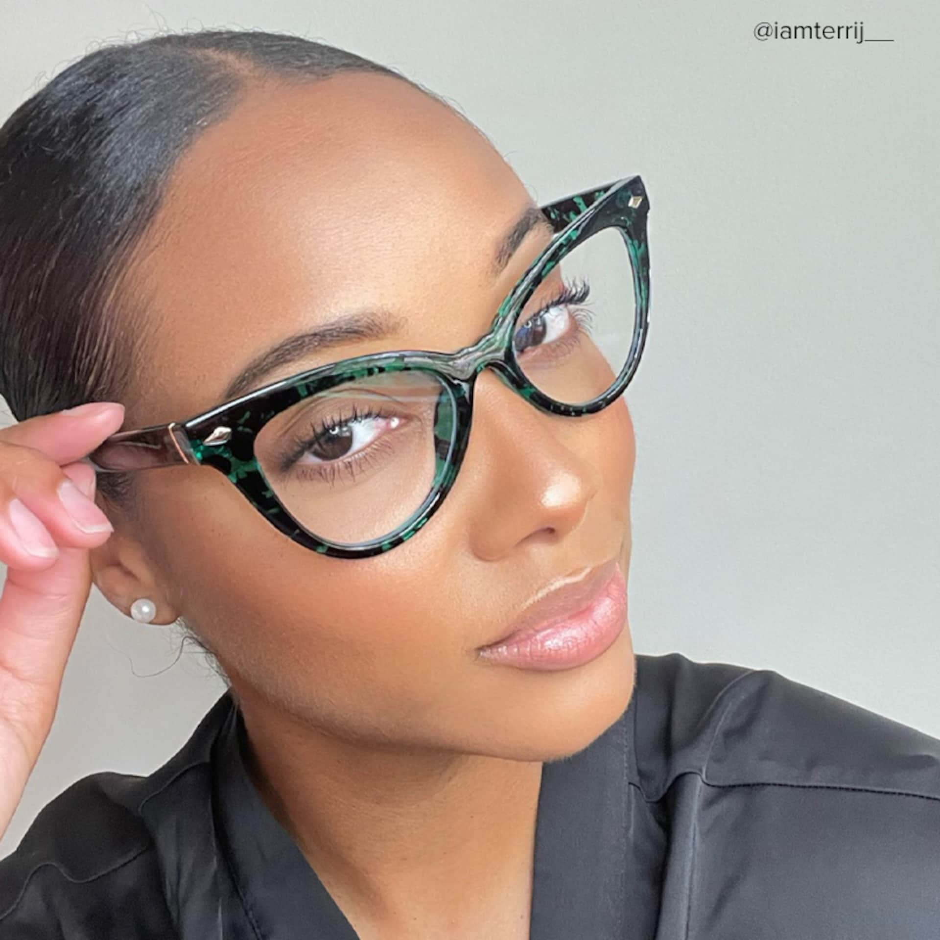 Colla Green-Floral Eyeglasses and Cat Eye Wide Frames6