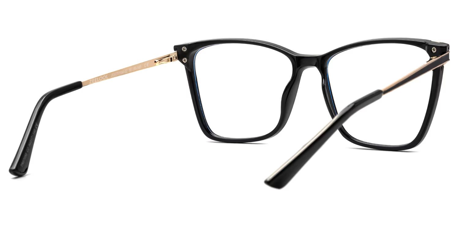 Tricee Square Black Glasses With Gold Arms For Females | ZEELOOL5