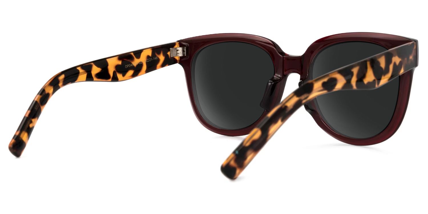 Harrell Square Dark-Red Sunglasses | Zeelool Glasses3