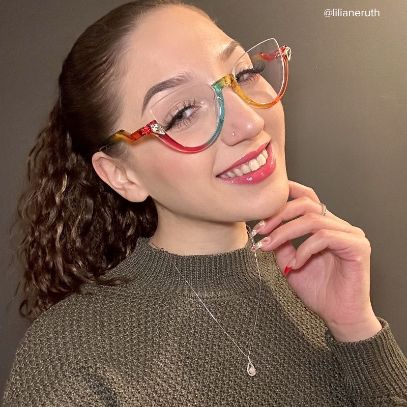 Felicia Cat-eye Clear Multicolor Half Frame Glasses4