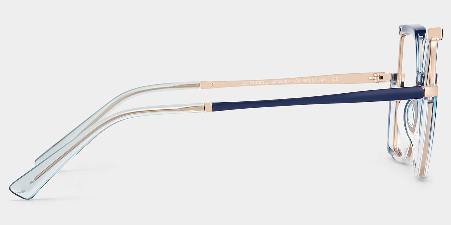 Alexia Mixed-Materials Square Blue Frame Glasses | Zeelool4