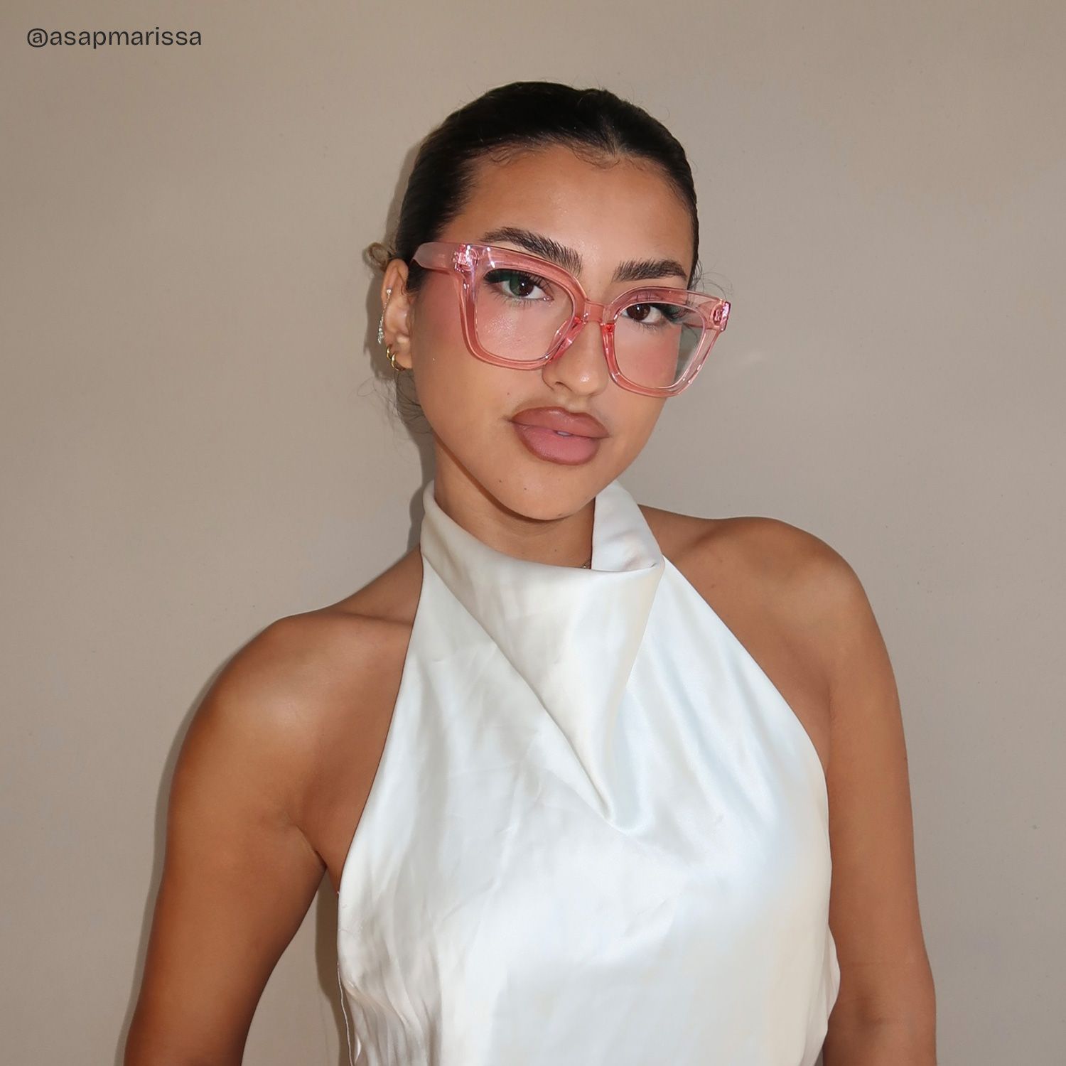 Malcolm Pink Translucent Glasses with Square Frames5