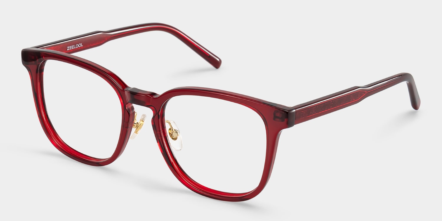 Hailey Red Frame Glasses with Square Frame Online | ZEELOOL