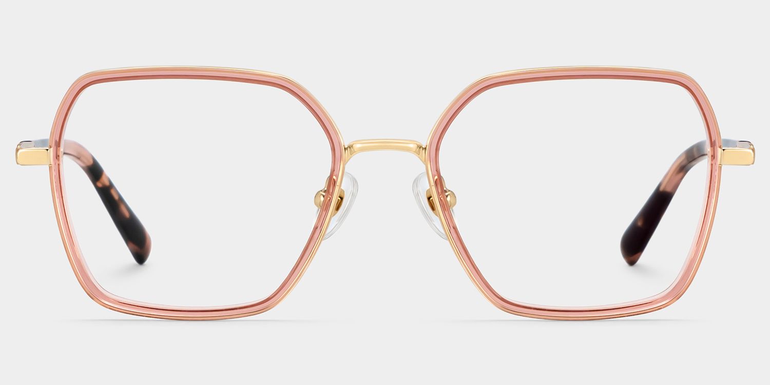 Sophie Pink Geometric Mixed Frame Glasses for Women | ZEELOOL1