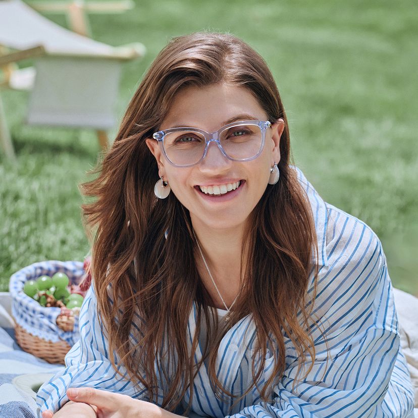 Isabella Clear Blue Square Glasses