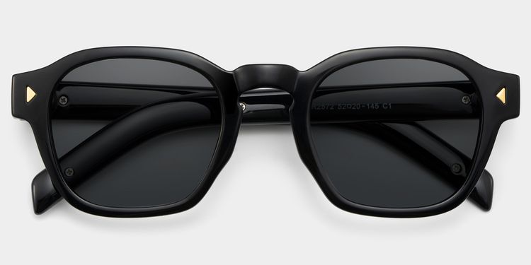 Leilani Rectangle Black Polarized Sunglasses