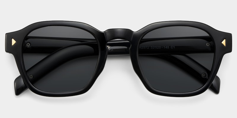 Leilani Rectangle Black Polarized Sunglasses