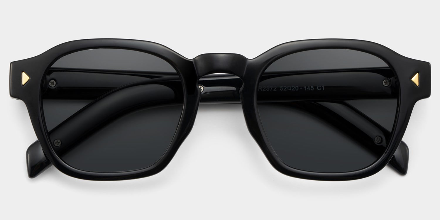 Leilani Rectangle Black Polarized Sunglasses