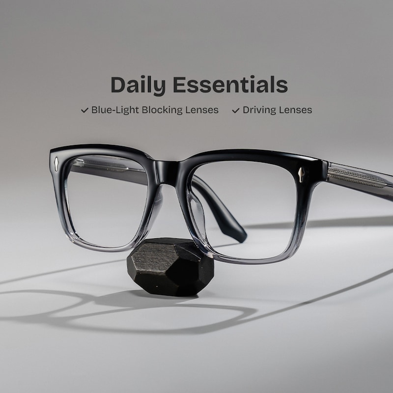 ZEELOOL Fletcher Rectangle Black Glasses
