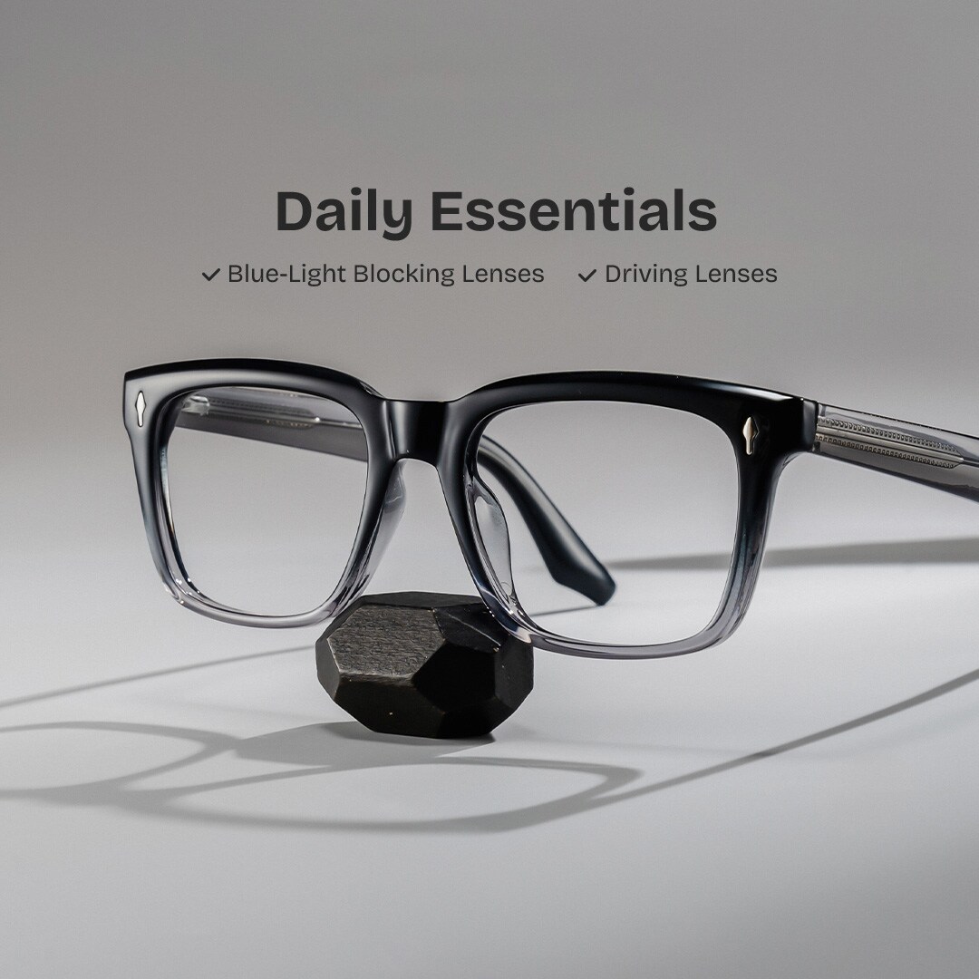 Fletcher Black Frame Glasses with Rectangle Frame Online | ZEELOOL0