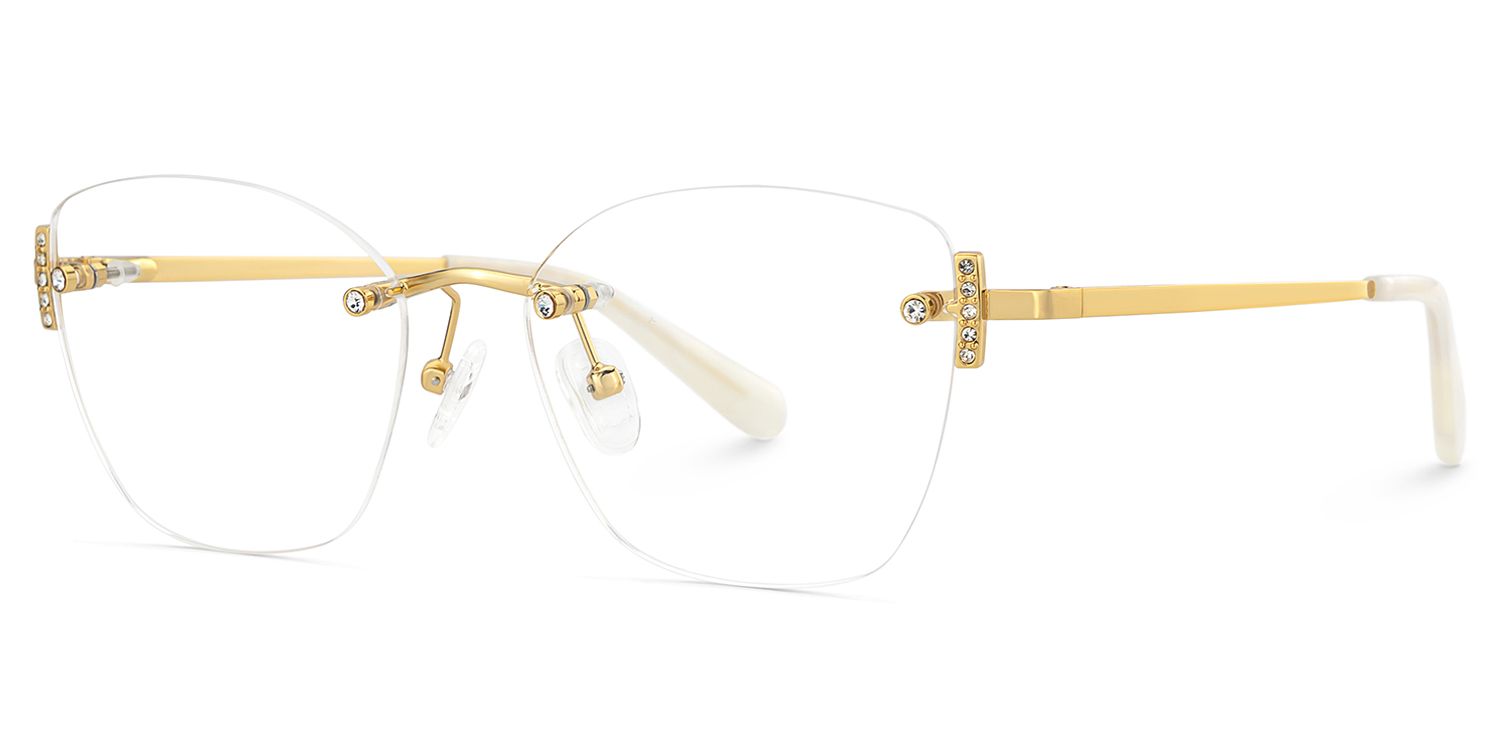 Gold Rectangle Jaxon Glasses with Rimless | Zeelool2