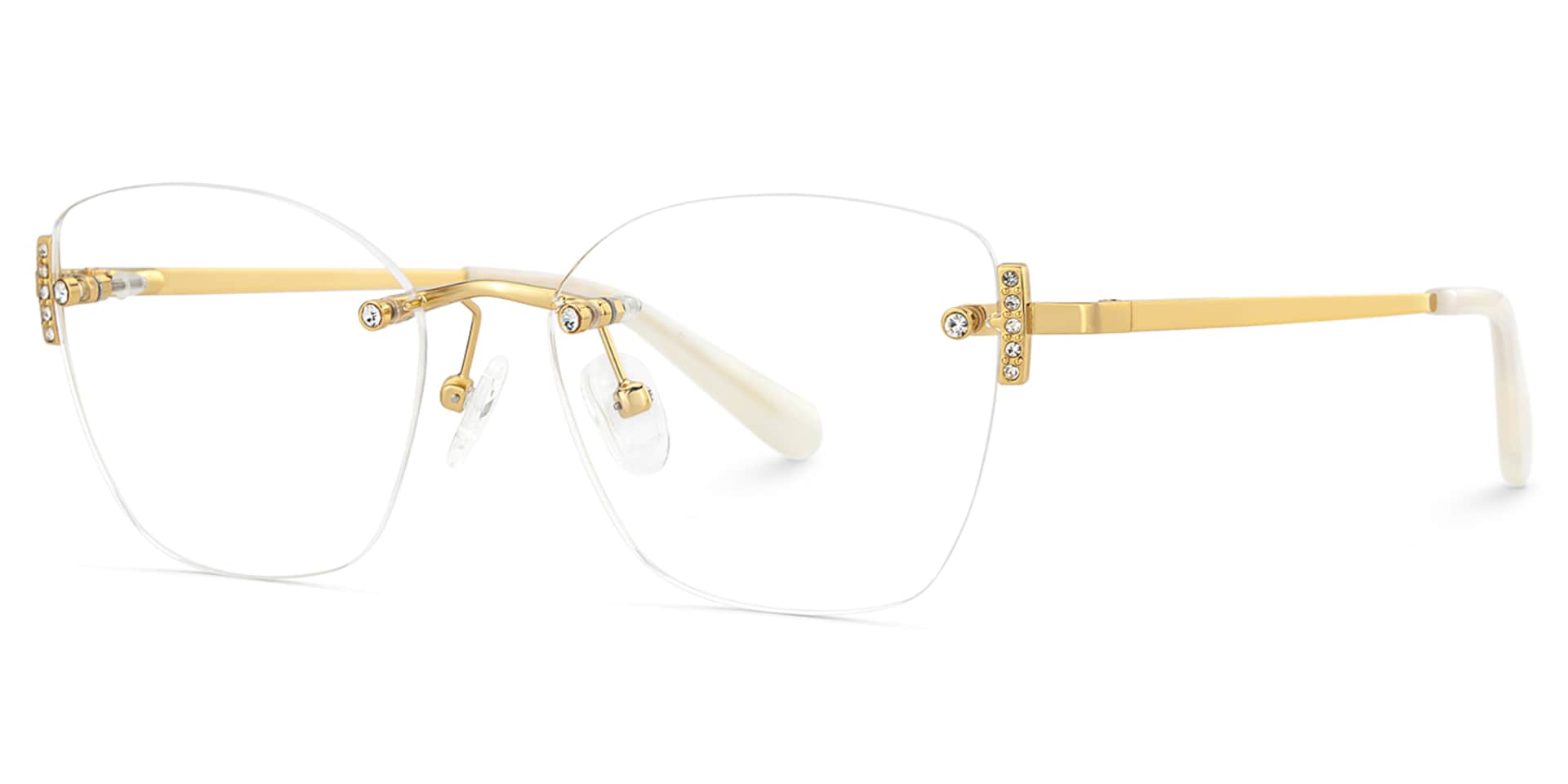 Gold Rectangle Jaxon Glasses with Rimless | Zeelool2