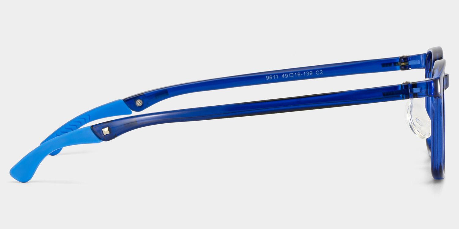 Gray Rectangle Blue Frame Eyeglasses for Pre-tweens3