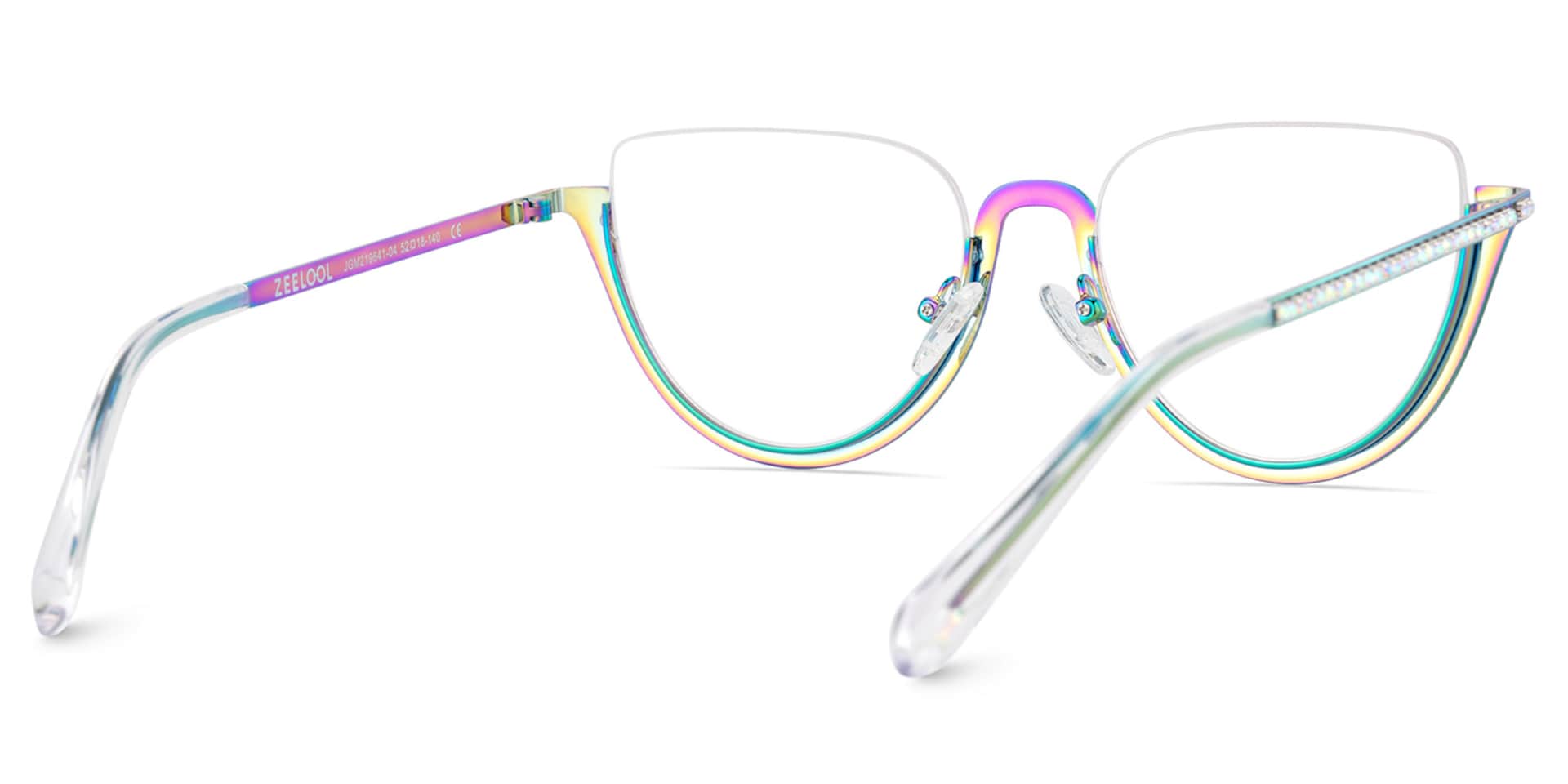 Half Frame Cat Eye Glasses With Shiny Diamonds6