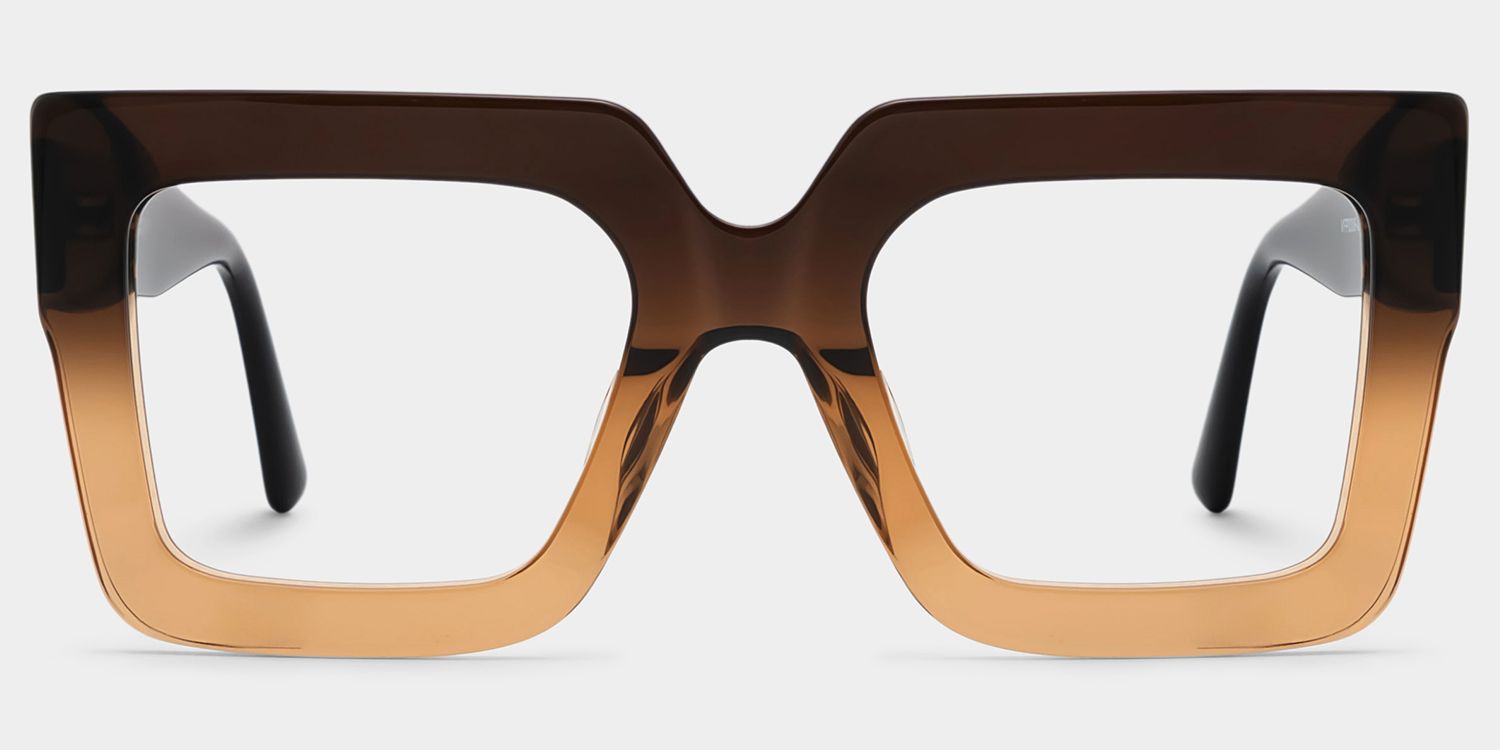 Brandon Eyeglasses -Square Beige Two-Tone Frame