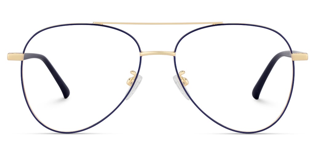 Paige Aviator Blue-Gold Glasses