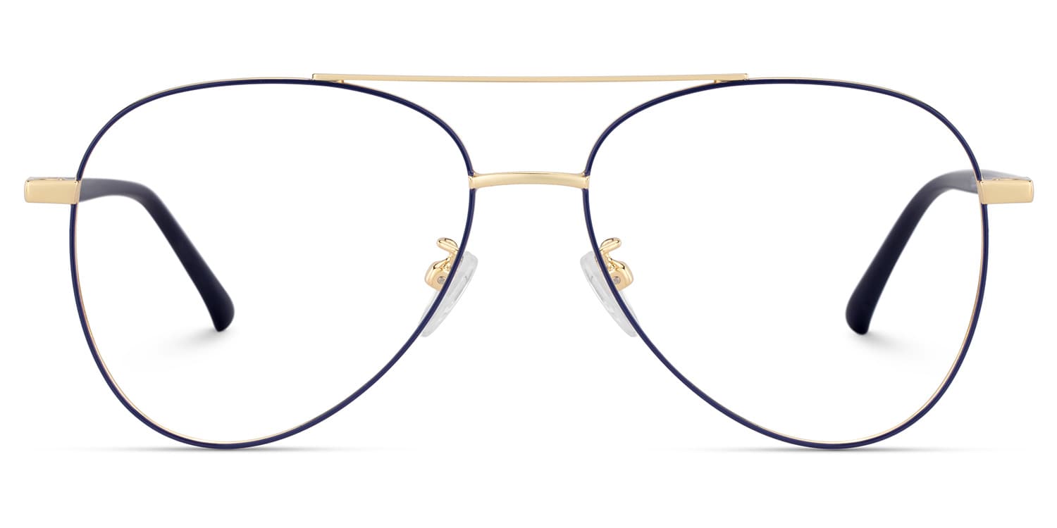 Paige Aviator Blue-Gold Glasses
