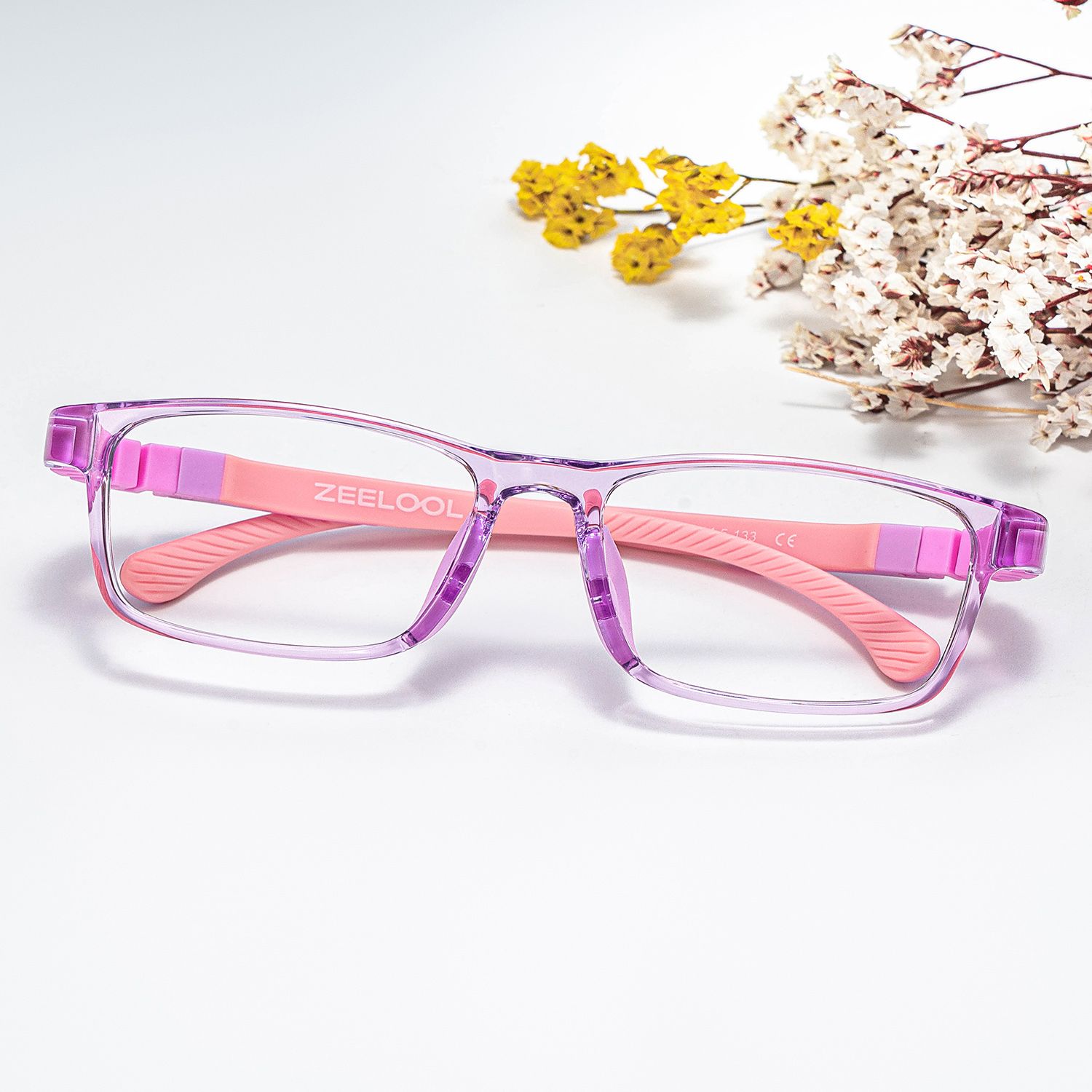 Arddin Rectangle Purple Frame Eyeglasses for Tweens0