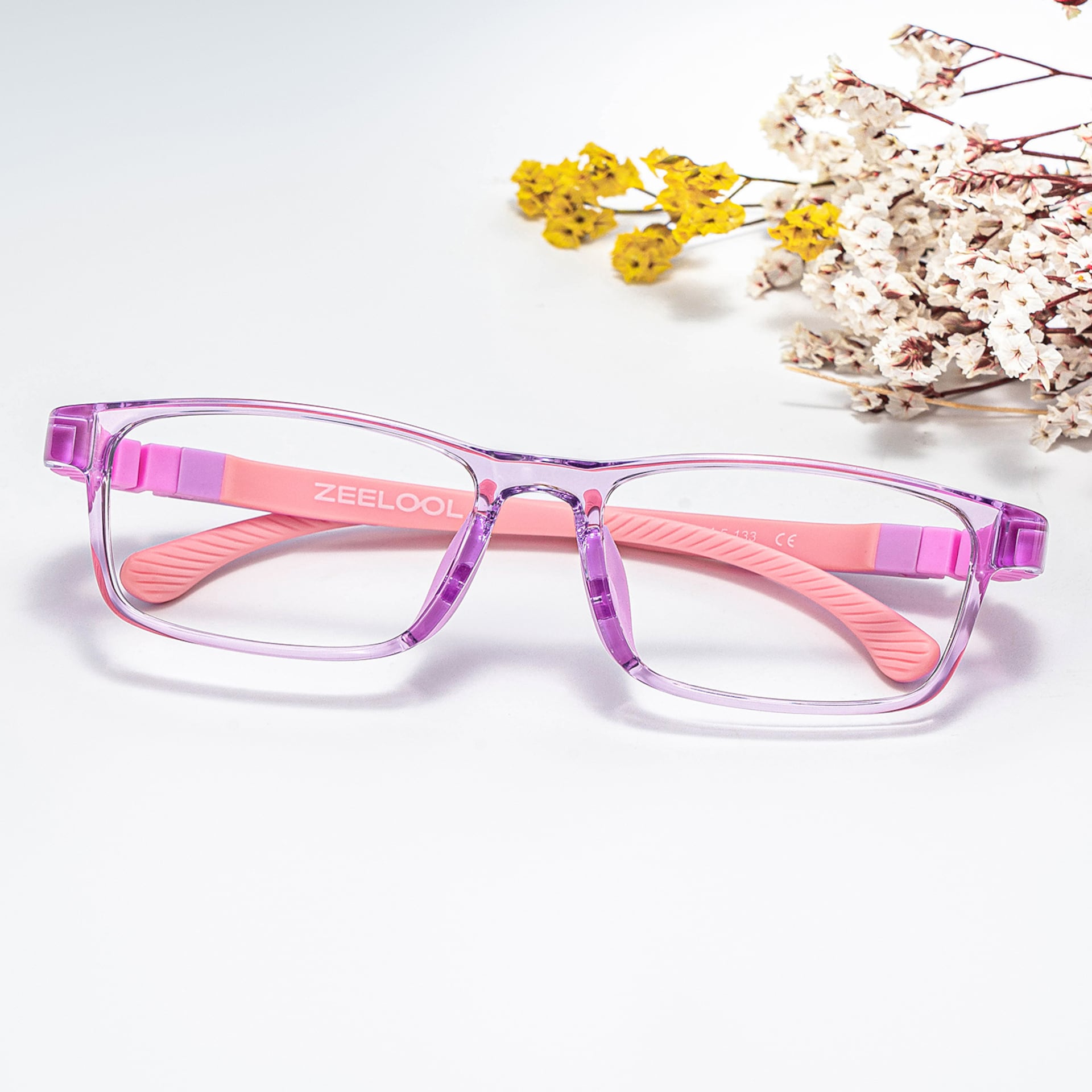 Arddin Rectangle Purple Frame Eyeglasses for Tweens0