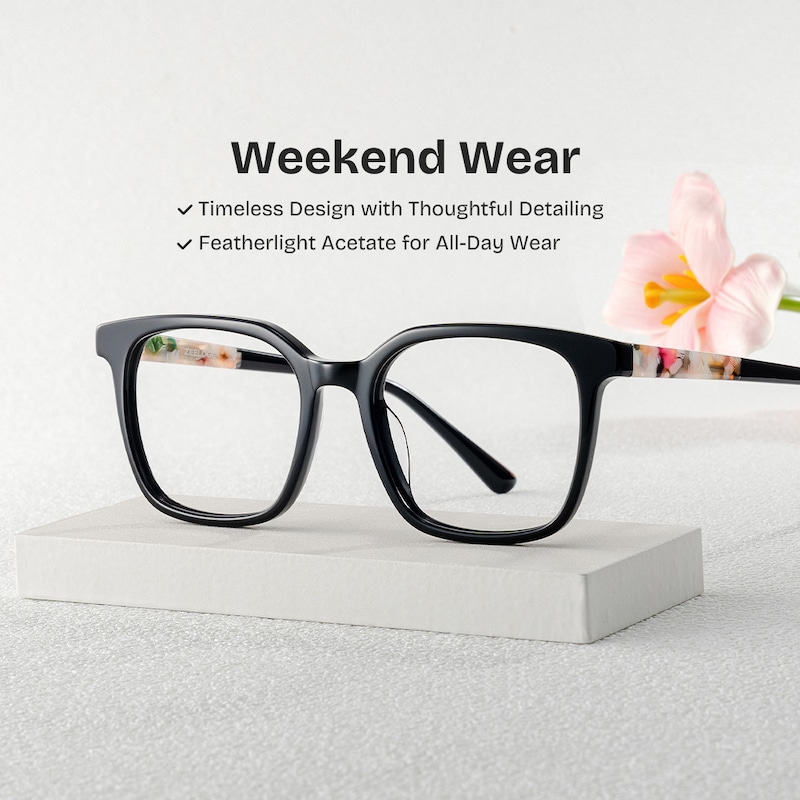 ZEELOOL Freya Square Black Glasses