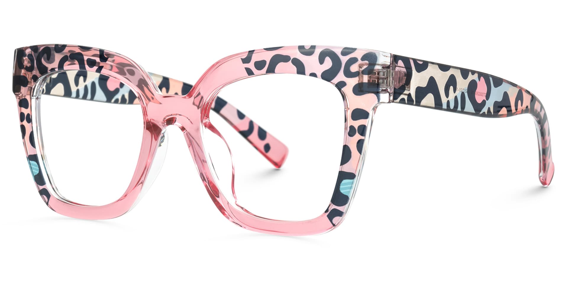 Malcolm Pink Leopard Print Square Frame Glasses for Women1