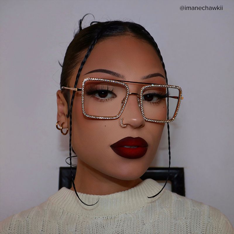 Diva Frame Glasses, Gold Glitter Sparkle Square Eyeglasses6