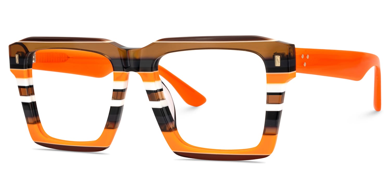 Kenish Square Orange Brown Glasses3