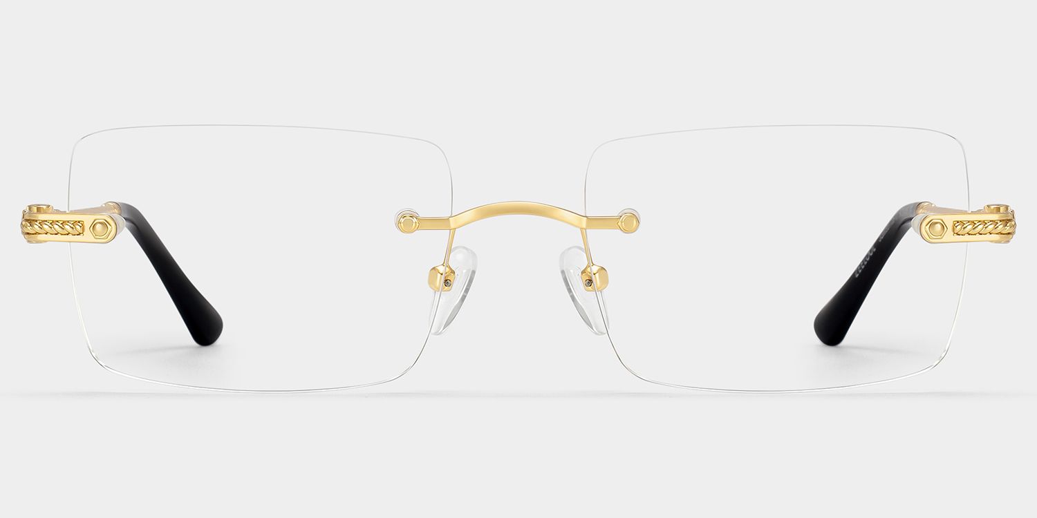 Gold Rimless Eyeglasses Frames With Adjustable Nose Pads | ZEELOOL0