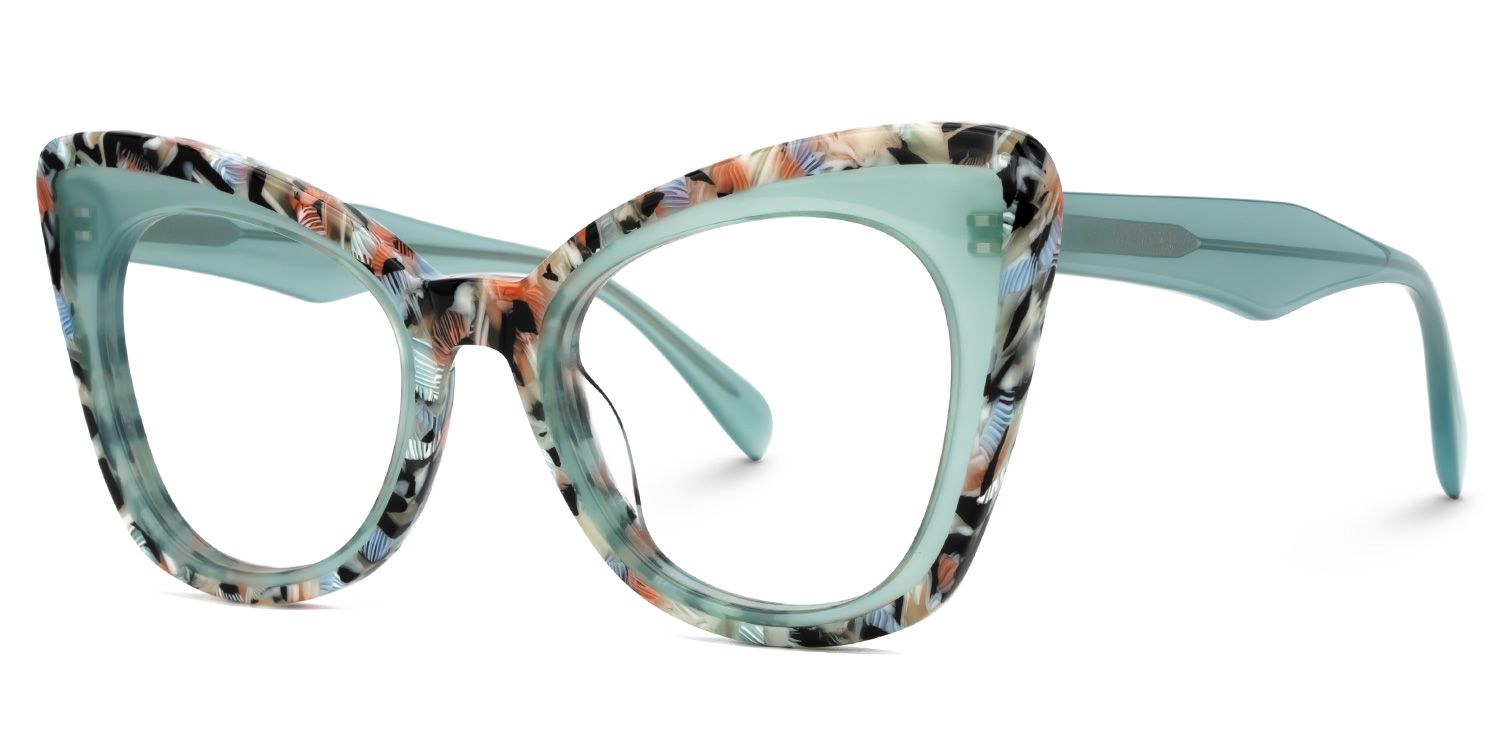 Dunkley Designer Eyeglasses in Cateye Green Frame1