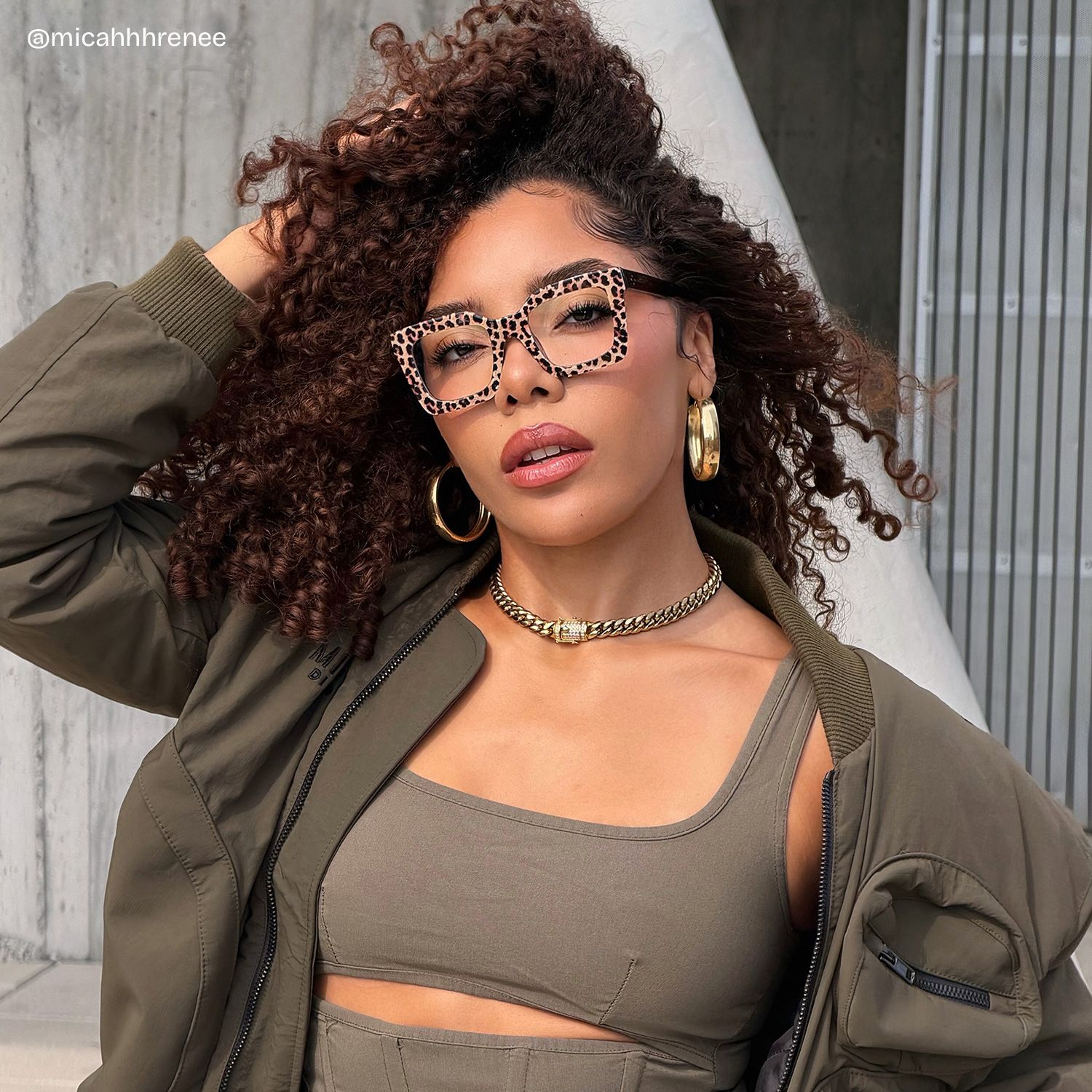 Megan Leopard print Square Frame Glasses for Women | ZEELOOL6