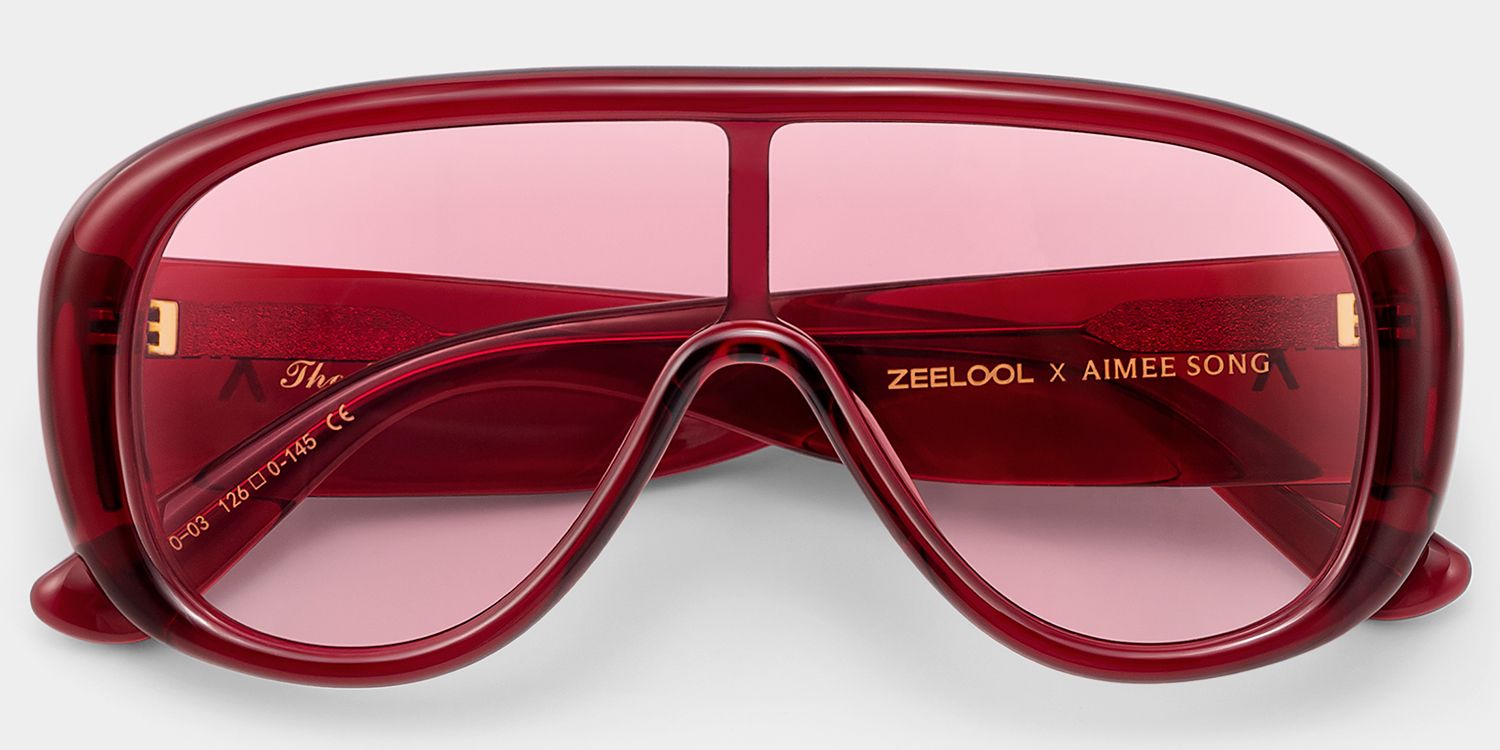 ZEELOOL x Aimee Song The Shield Red Sunglasses2